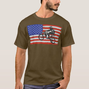 Dirt Bike American Flag Motorcycle Biker 4th of Ju T-Shirt