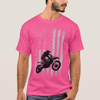 Dirt Bike American Flag Motorcycle Biker 4th of Ju T-Shirt