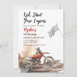 Dirt Bike Any Age Birthday Invitation