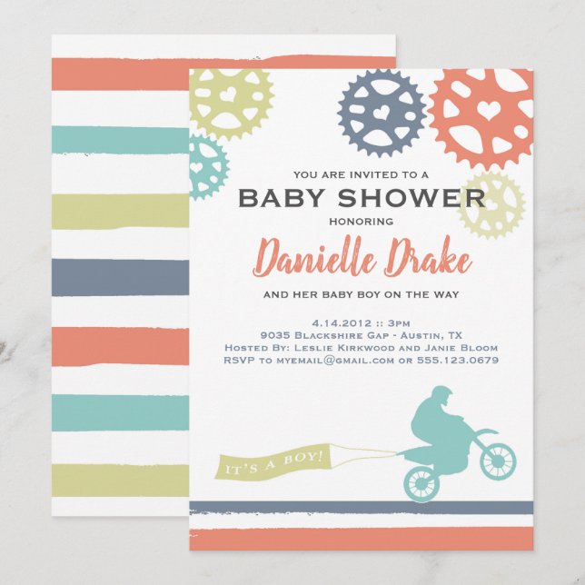 Dirt Bike Baby Shower Invitation (Front/Back)
