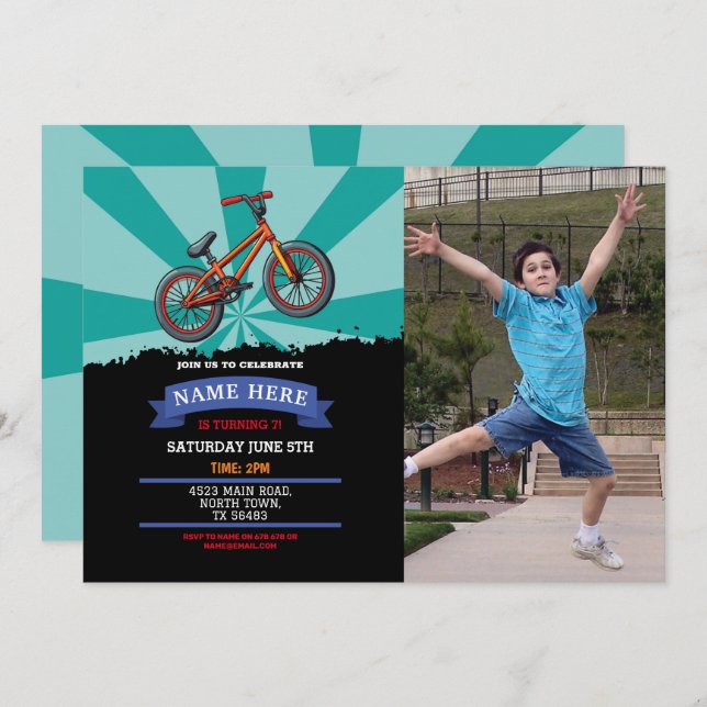 Dirt Bike Birthday Invitation Riding Mud Fun Photo (Front/Back)