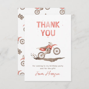 Dirt Bike Birthday Thank You Card Bike Thank You