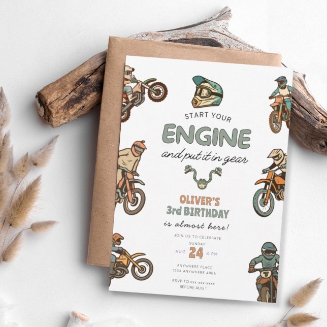 Dirt bike boy 3rd birthday invitation (Creator Uploaded)