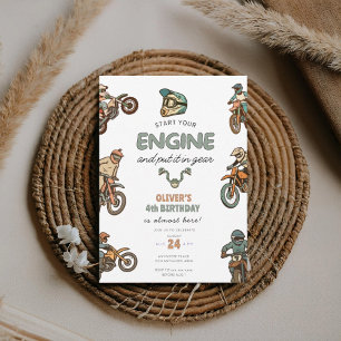 Dirt bike boy 4th birthday invitation