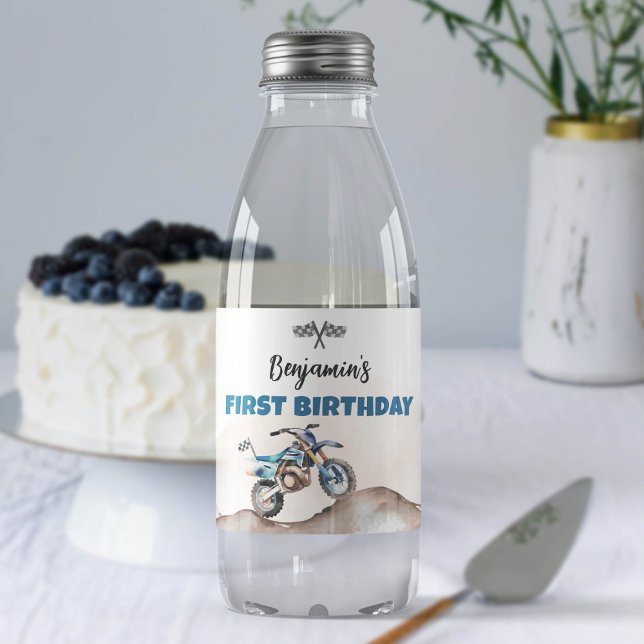 Dirt Bike Boy Birthday Party Water Bottle Labels (Creator Uploaded)