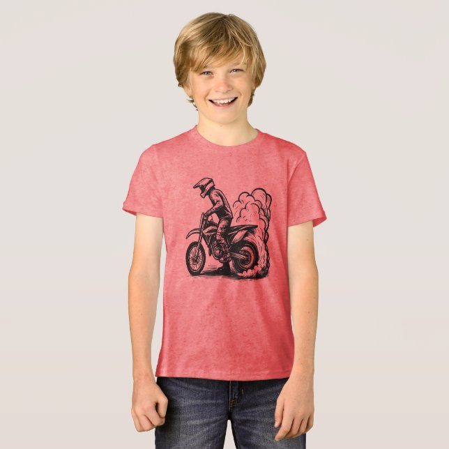 Dirt Bike Burnout Tri-Blend Shirt (Front Full)