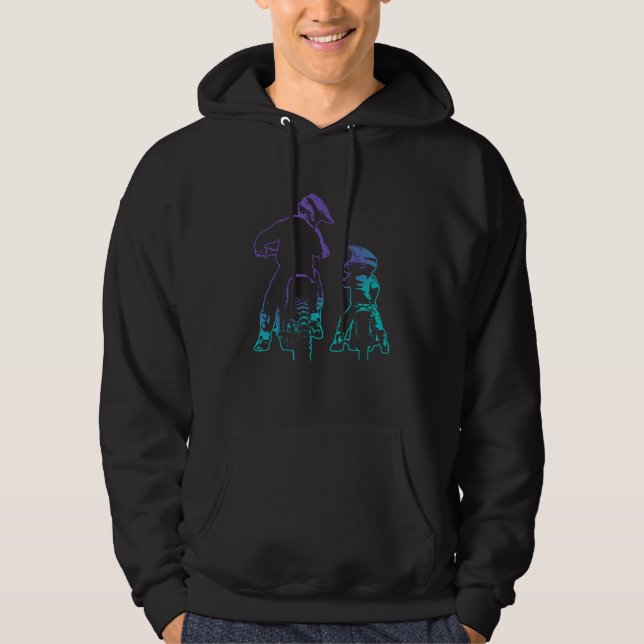 Dirt Bike Dad and Son Motocross Biking Hoodie (Front)