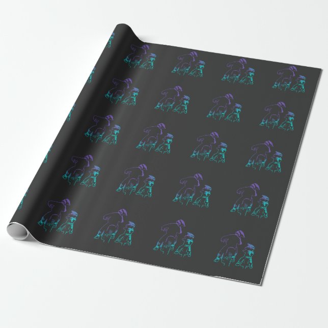 Dirt Bike Dad and Son Motocross Biking Wrapping Paper (Unrolled)