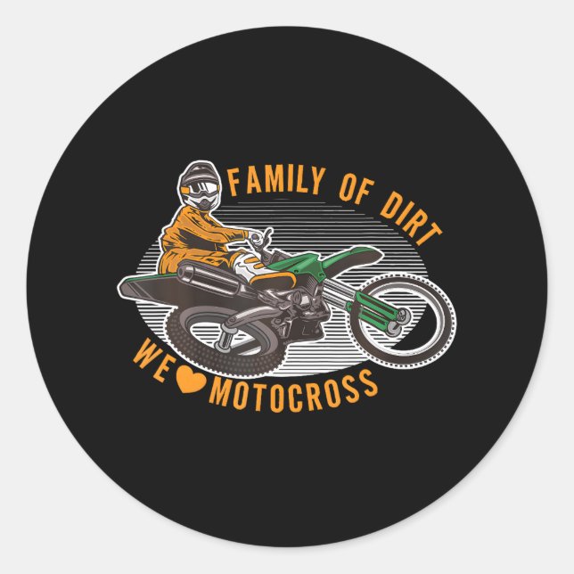 Dirt Bike Family MX Motorcycle Motocross Racing Classic Round Sticker (Front)