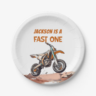 Dirt Bike Fast One 1st Birthday Party Paper Plate