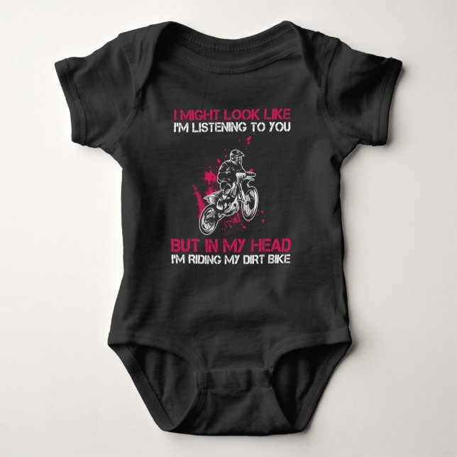 Dirt Bike Freestyle Extreme Sports Motor Race Girl Baby Bodysuit (Front)