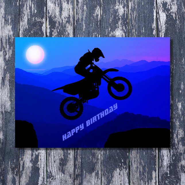 Dirt Bike Full Moon Night Ride Motocross Birthday Card (Creator Uploaded)
