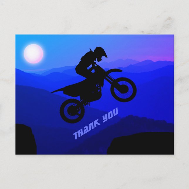 Dirt Bike Full Moon Night Ride Motocross Thank You Postcard (Front)
