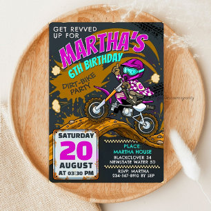 Dirt Bike Girl Motocross Birthday - Muddy Race Invitation