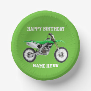 Dirt Bike Green Birthday Sport Motorbike Cool Paper Plate