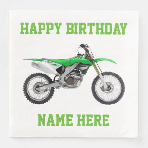 Dirt Bike Green Birthday Sport Napkins