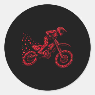 Dirt Bike Heart Biker Boys Womens Mens Valentine D Classic Round Sticker