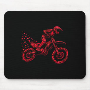 Dirt Bike Heart Biker Boys Womens Mens Valentine D Mouse Pad
