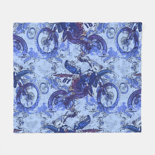 Dirt-Bike Heaven - Motocross Racers  Fleece Blanket (Front (Horizontal))