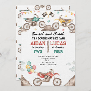 Dirt Bike Joint Birthday Party Invitation