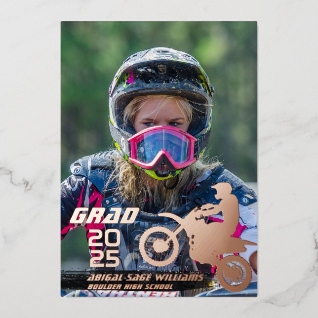 Dirt Bike Motocross 2 Photo Modern Graduation (Front)