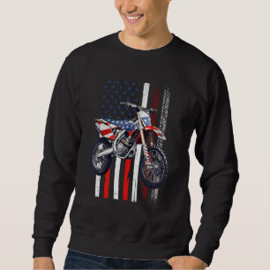 Dirt Bike Motocross 4th Of July American Flag Men  Sweatshirt