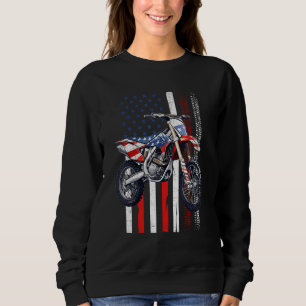 Dirt Bike Motocross 4th Of July American Flag Men  Sweatshirt