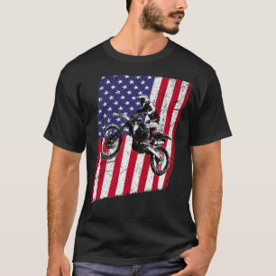 Dirt Bike Motocross American Flag Tee Graphic