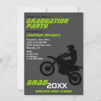 Dirt Bike Motocross Green Black White Graduation
