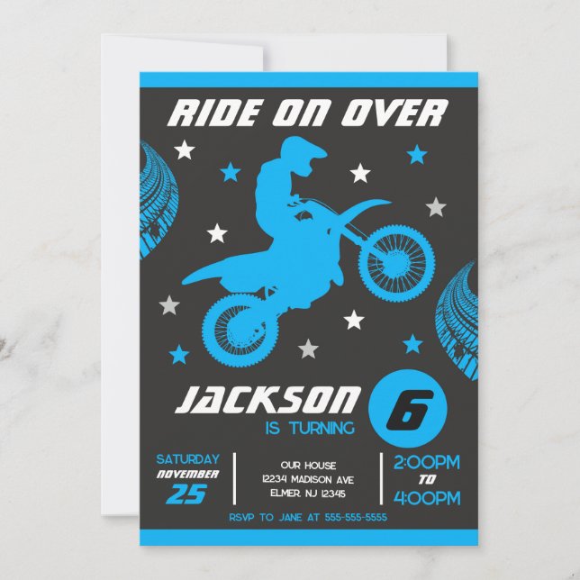 Dirt Bike Motocross Motorbike Boy Birthday  Invitation (Front)