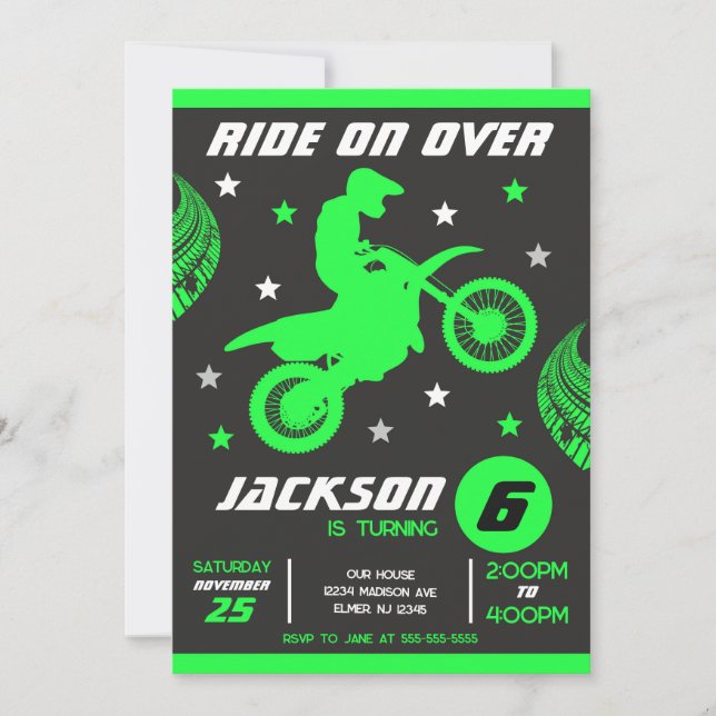 Dirt Bike Motocross Motorbike Boy Birthday  Invitation (Front)