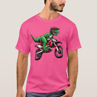 Dirt Bike  Motocross  Motorcycle For Boys Dinosaur T-Shirt
