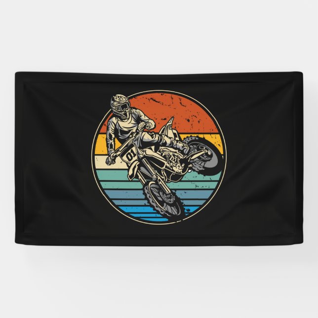 Dirt Bike Motocross Motorcycle Vintage Retro Banner (Horizontal)