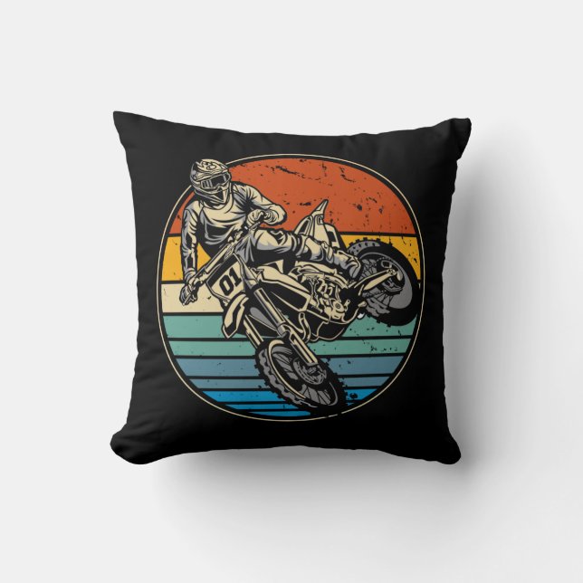 Dirt Bike Motocross Motorcycle Vintage Retro Cushion (Front)