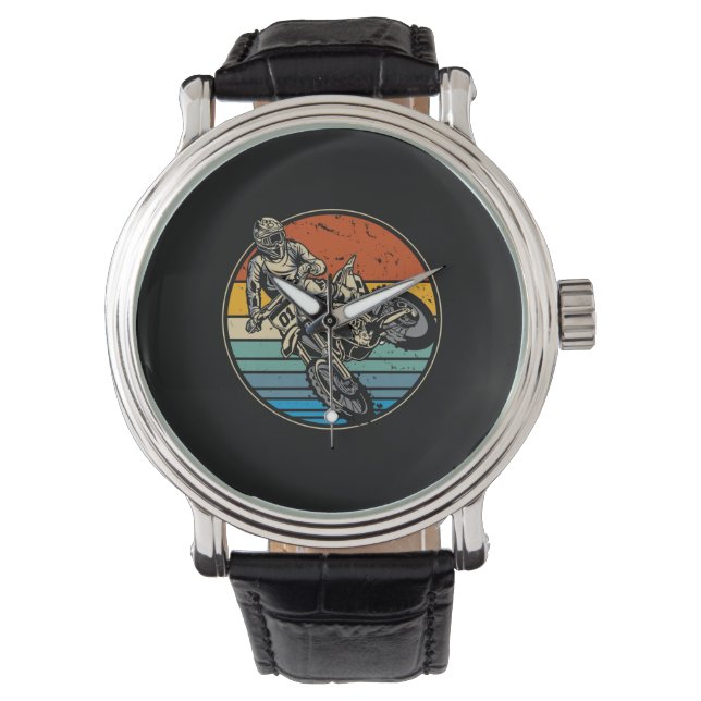 Dirt Bike Motocross Motorcycle Vintage Retro Watch (Front)