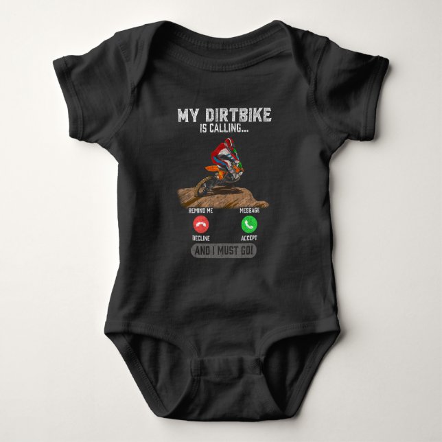 Dirt Bike Motocross Racing Motorbike addicted Baby Bodysuit (Front)