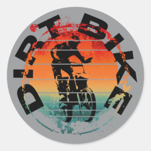Dirt bike motocross rider classic round sticker