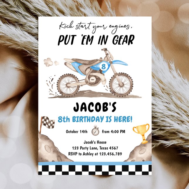Dirt Bike Motorcross Racing Biking Boy Birthday Invitation (Creator Uploaded)