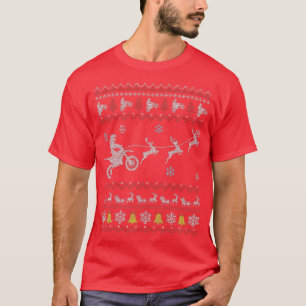 Dirt Bike Motorcycle Pajama Ugly Christmas Biker T-Shirt