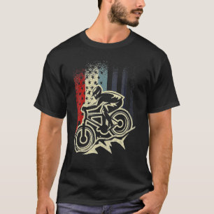 Dirt Bike Mtb Downhill Mountain American Us Flag 4 T-Shirt