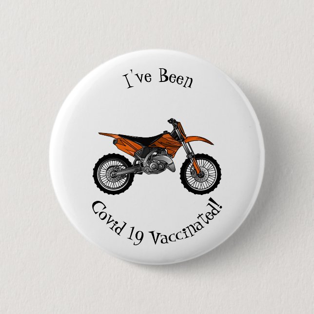 Dirt bike off-road motorcycle / motocross cartoon 6 cm round badge (Front)