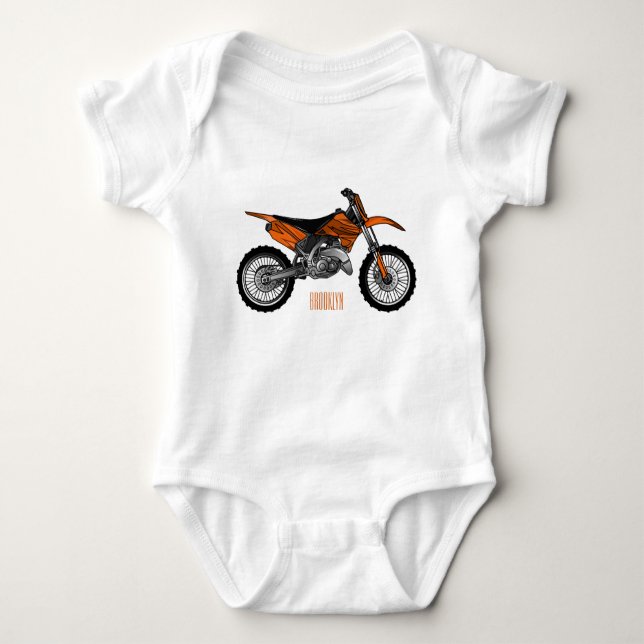 Dirt bike off-road motorcycle / motocross cartoon baby bodysuit (Front)