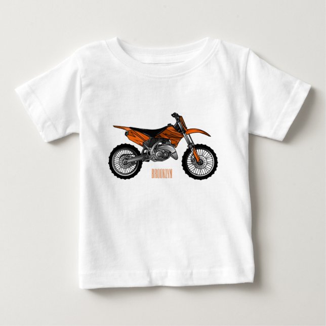Dirt bike off-road motorcycle / motocross cartoon baby T-Shirt (Front)