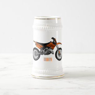 Dirt bike off-road motorcycle / motocross cartoon  beer stein