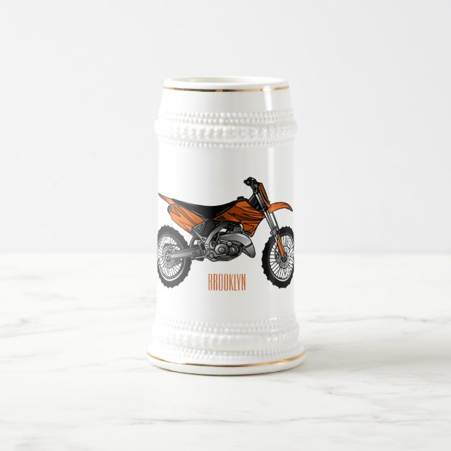 Dirt bike off-road motorcycle / motocross cartoon  beer stein (Center)