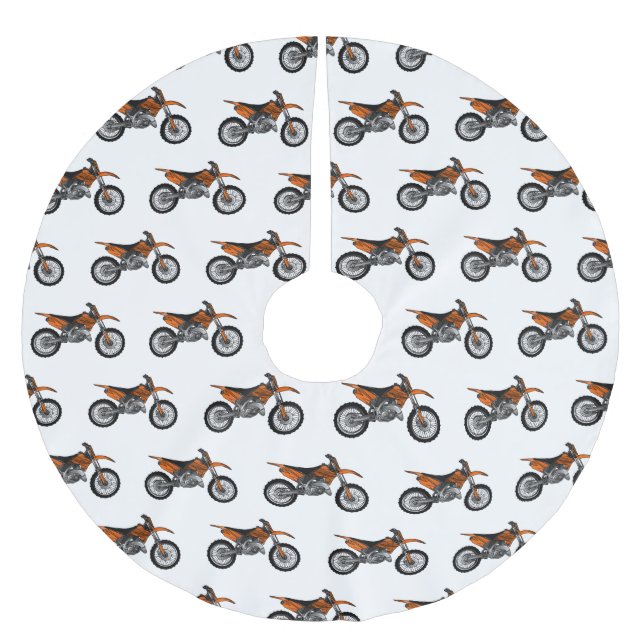 Dirt bike off-road motorcycle / motocross cartoon brushed polyester tree skirt (Front)