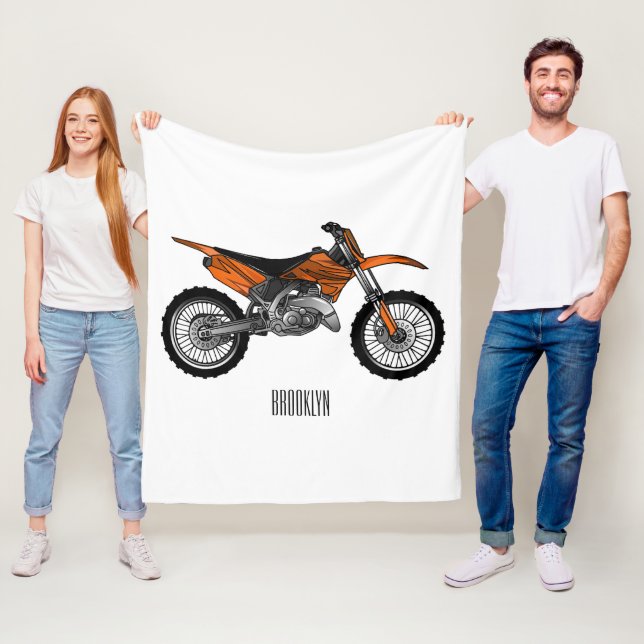 Dirt bike off-road motorcycle / motocross cartoon fleece blanket (In Situ)