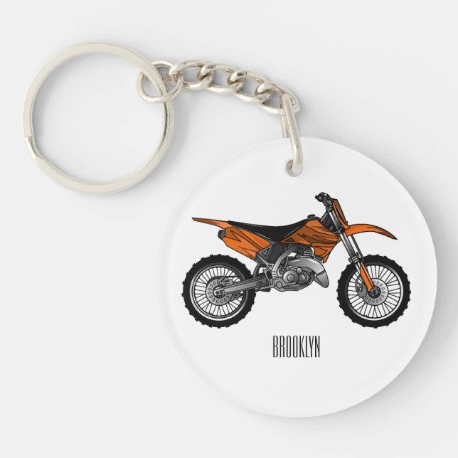 Dirt bike off-road motorcycle / motocross cartoon  key ring (Front)