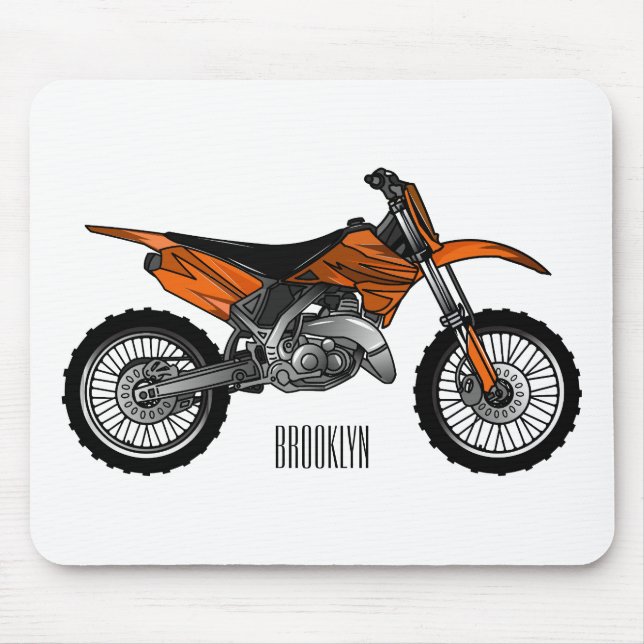 Dirt bike off-road motorcycle / motocross cartoon mouse pad (Front)
