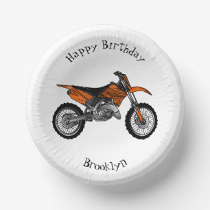 Dirt bike off-road motorcycle / motocross cartoon paper plate